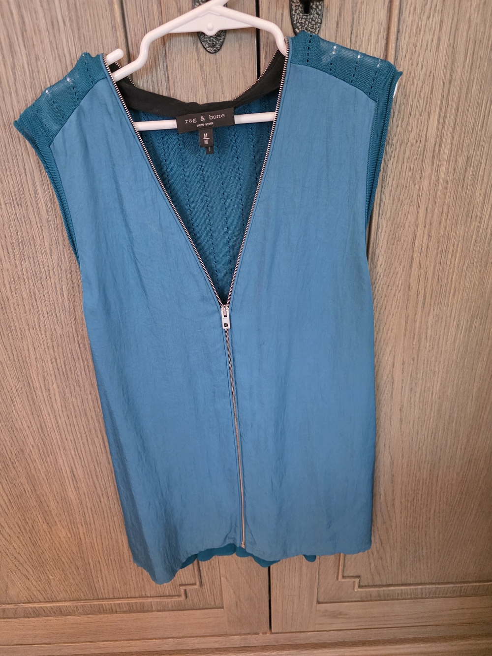 rag & bone Blue Zip-Front Sleeveless Camisole Teal Size M